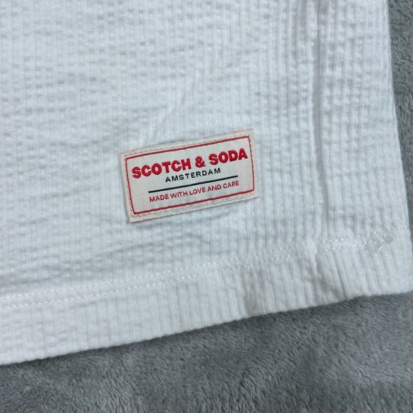 Scotch & Soda White Textured Crew Neck T-Shirt XL Cotton Modern Fit a0512 - Picture 2 of 9